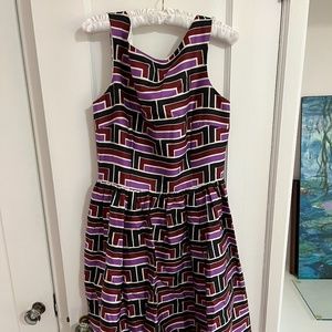 Kate Spade Florence Broadhurst Dress. Ruffle. Brown Purple White. Size 8